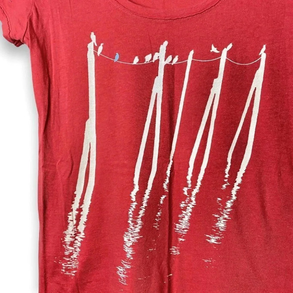 Columbia Pink Short Sleeve Tee Shirt Birds on Wire  Graphic - Picture 3 of 8